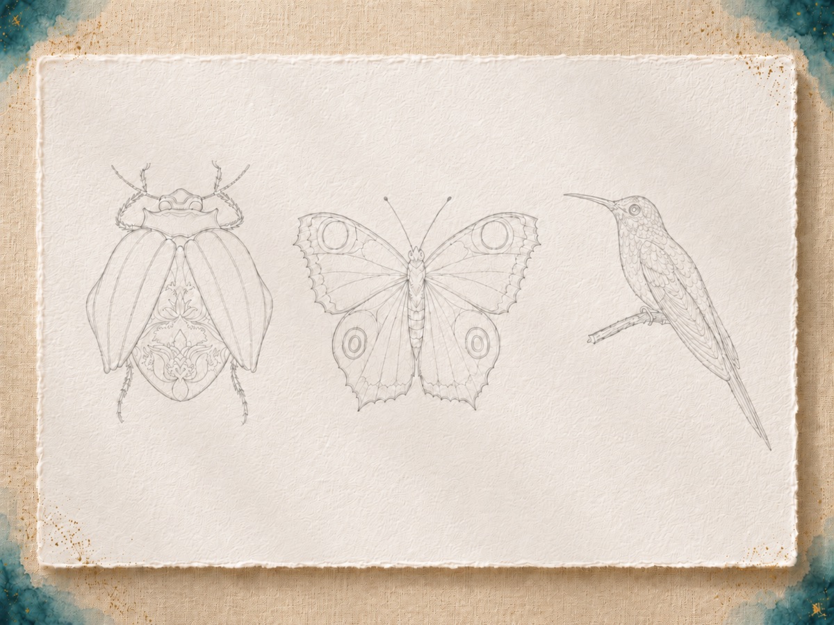 Printable traceable outline sheets of the beetles